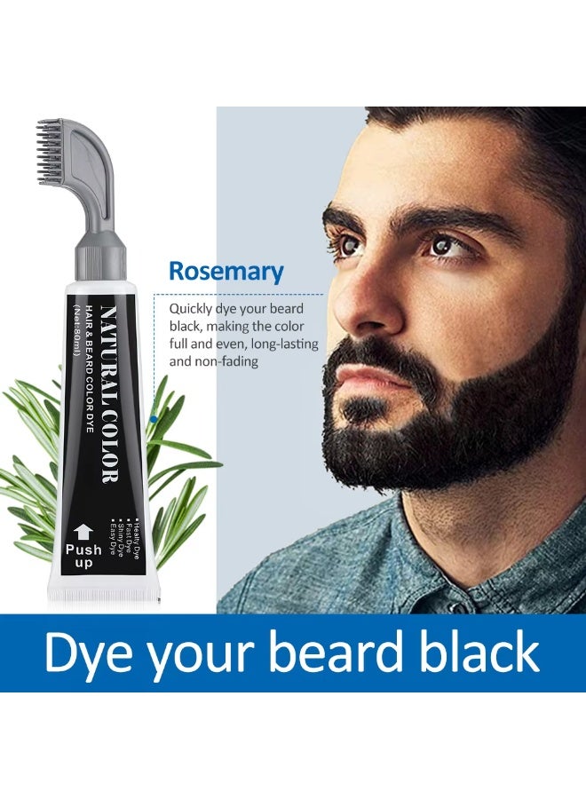 MOKERU Black Beard Dye Cream With Comb ,Natural Black Beard Dye Shampoo ,Pure Plant-Based Instant Hair Dye Black Beard Shampoo for Men 80ML - Image 5